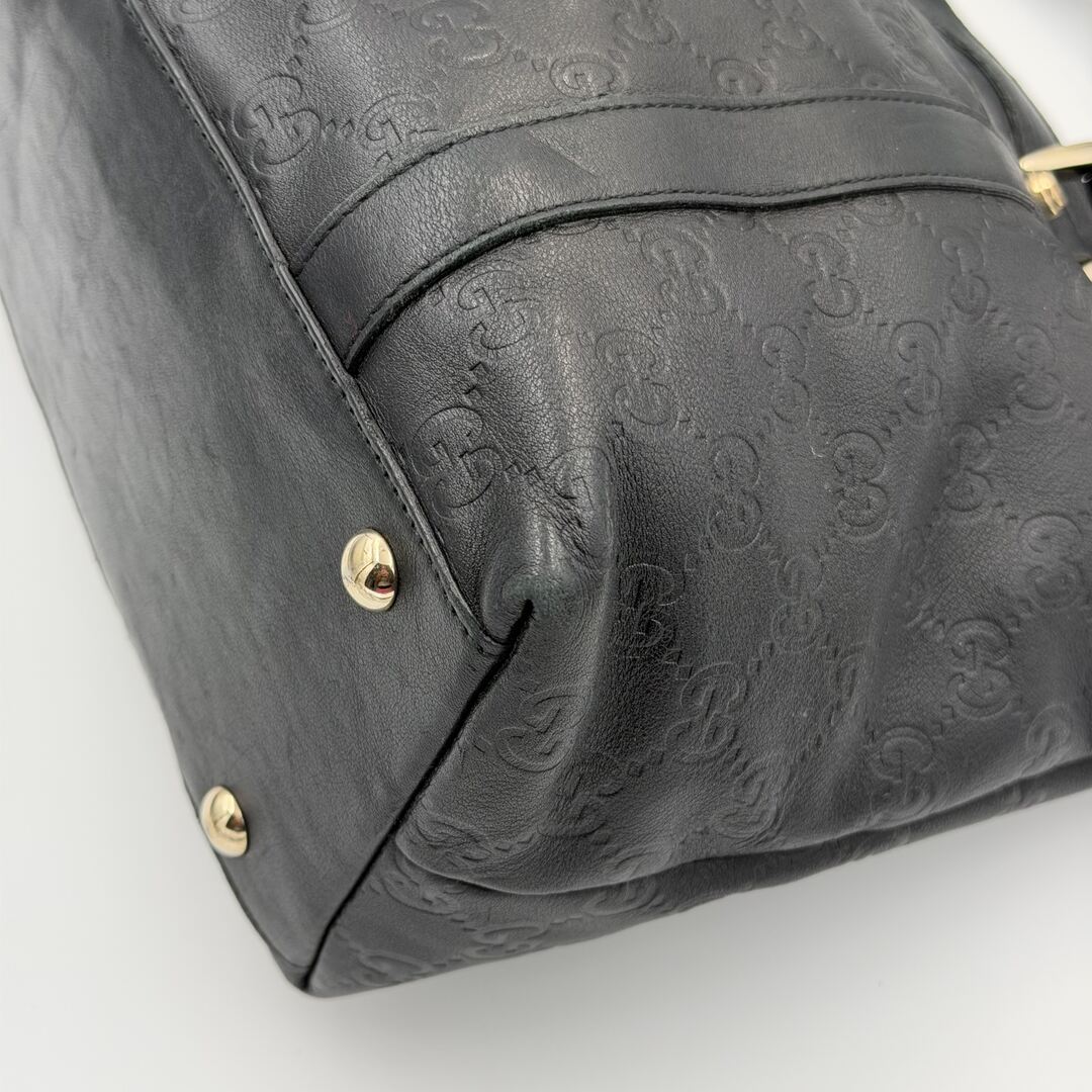 Gucci Guccissima Abbey Black Leather Shoulder Bag