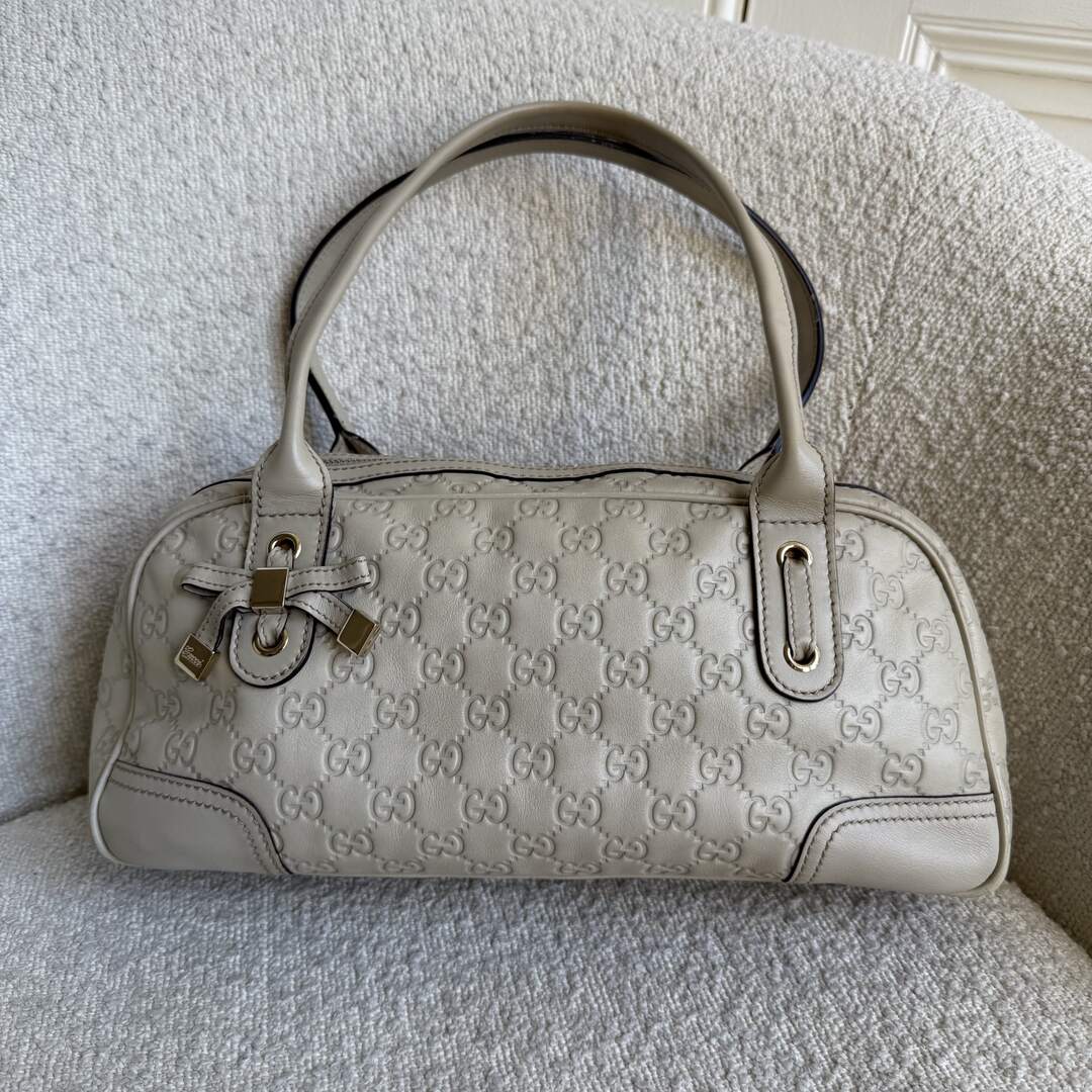 Gucci Guccissima Princy Leather Cream Shoulder Bag