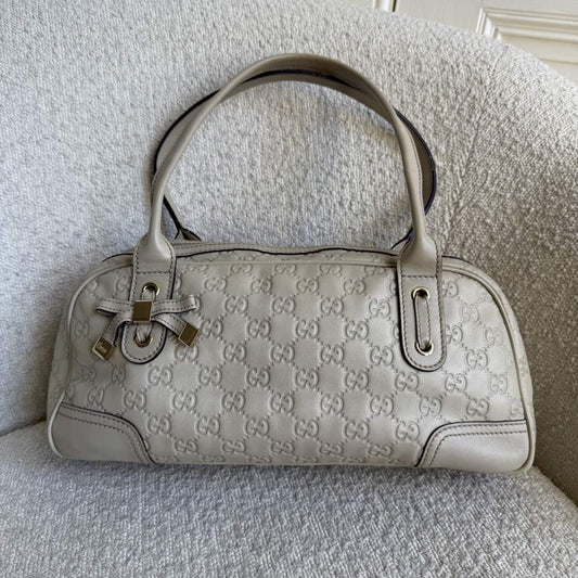 Gucci Guccissima Princy Leather Cream Shoulder Bag