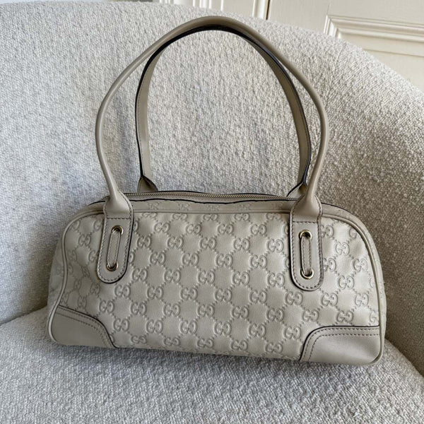 Gucci Guccissima Princy Leather Cream Shoulder Bag