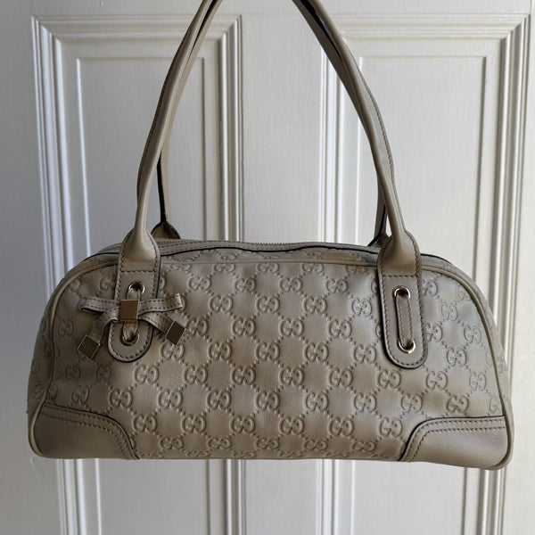 Gucci Guccissima Princy Leather Cream Shoulder Bag