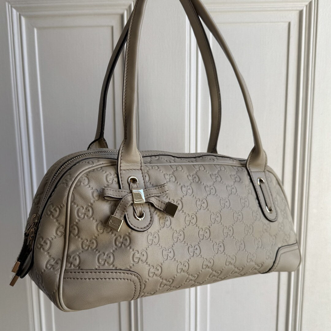 Gucci Guccissima Princy Leather Cream Shoulder Bag