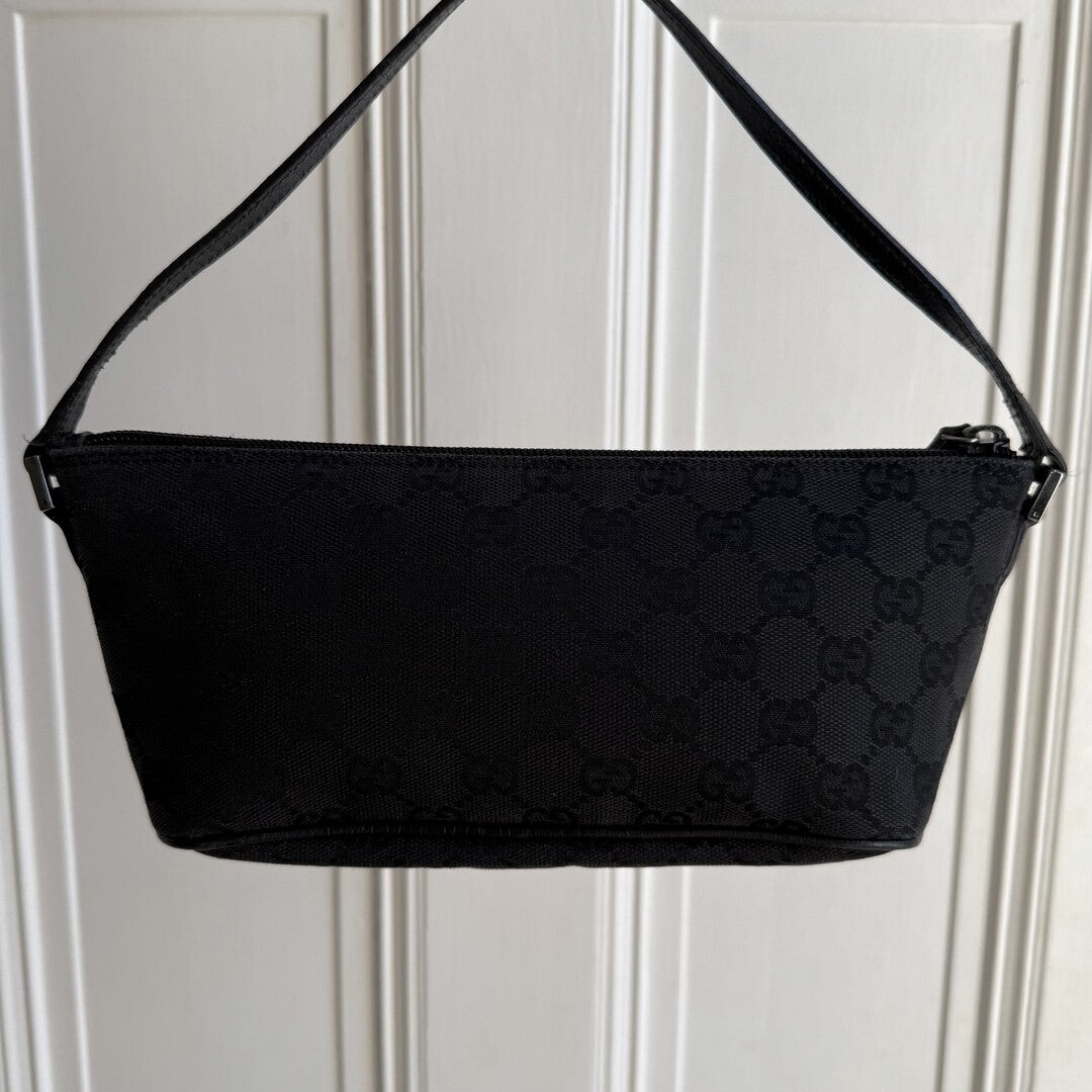 Gucci GG Monogram Black Boat Pochette Handbag
