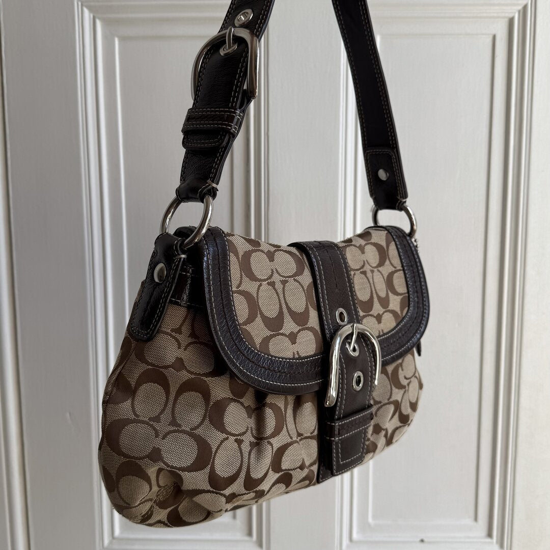 Coach Signature Hobo Brown Shoulder Bag
