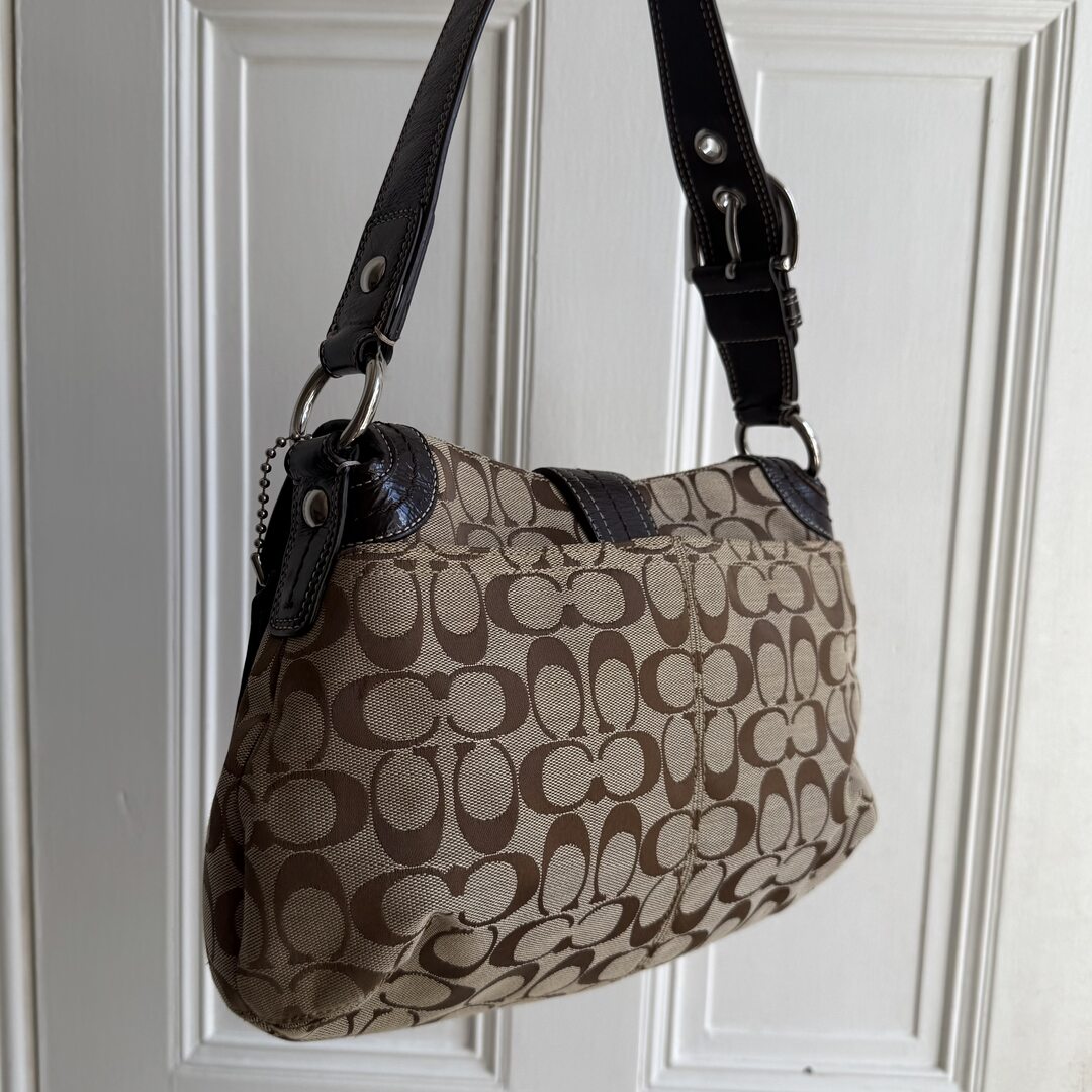 Coach Signature Hobo Brown Shoulder Bag