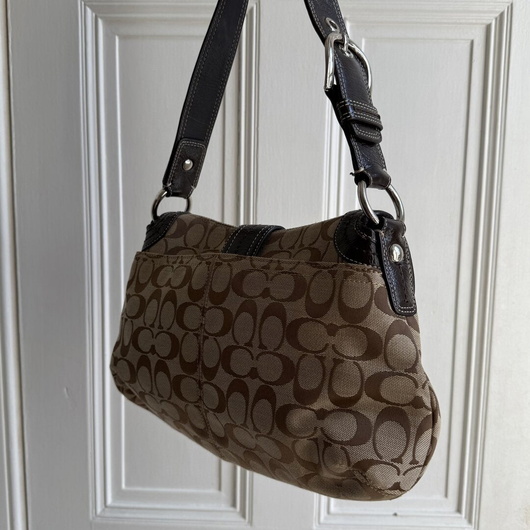 Coach Signature Hobo Brown Shoulder Bag