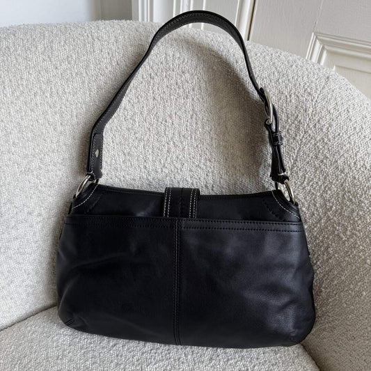 Coach Hobo Buckle Leather Black Shoulder Bag