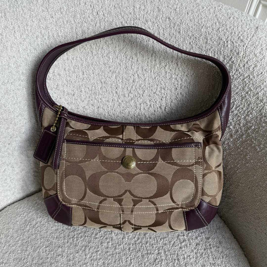 Coach Signature Hobo Purple Shoulder Bag