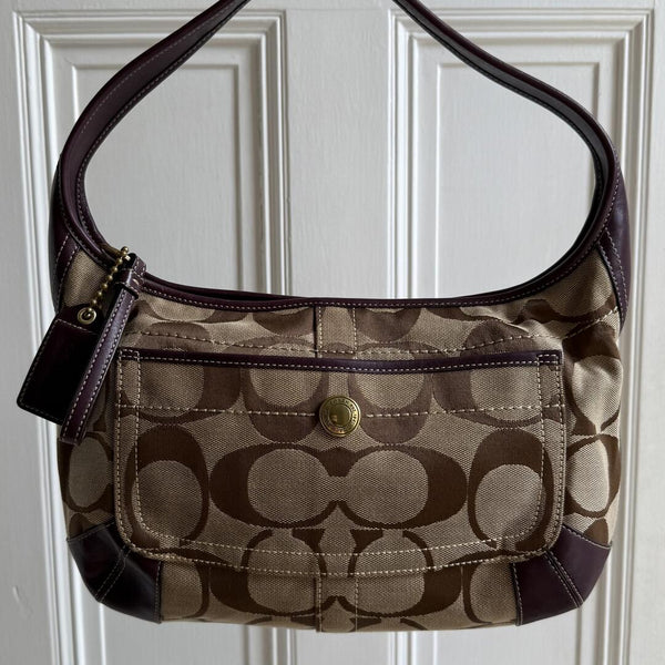 Coach Signature Hobo Purple Shoulder Bag