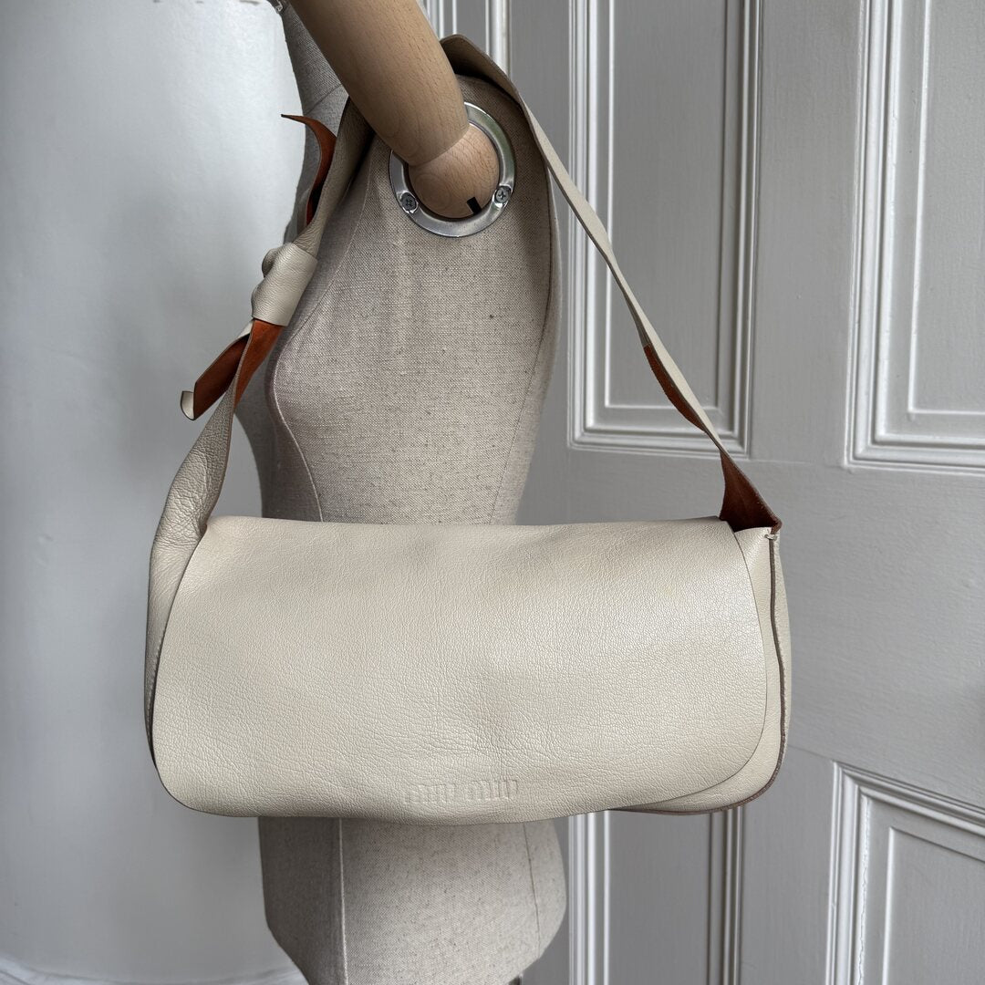Archive Miu Miu White Leather Shoulder Bag