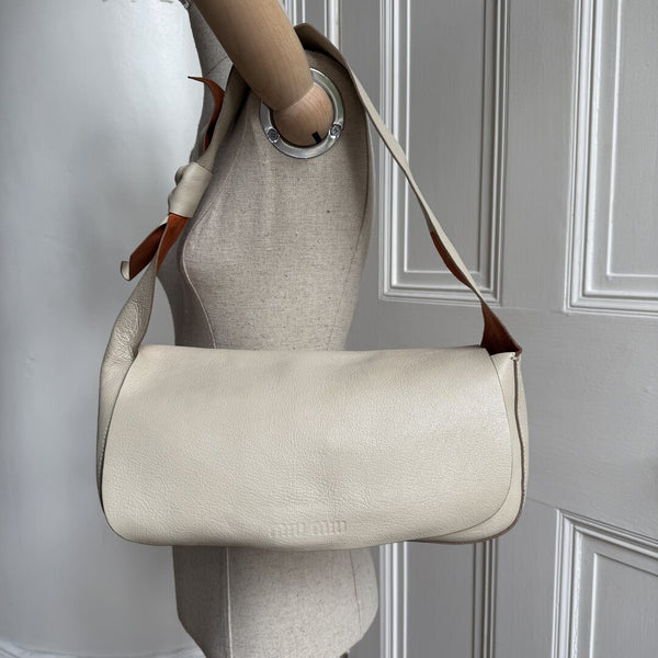 Archive Miu Miu White Leather Shoulder Bag