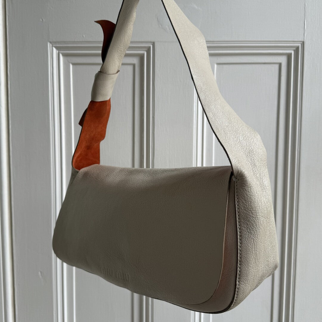 Archive Miu Miu White Leather Shoulder Bag