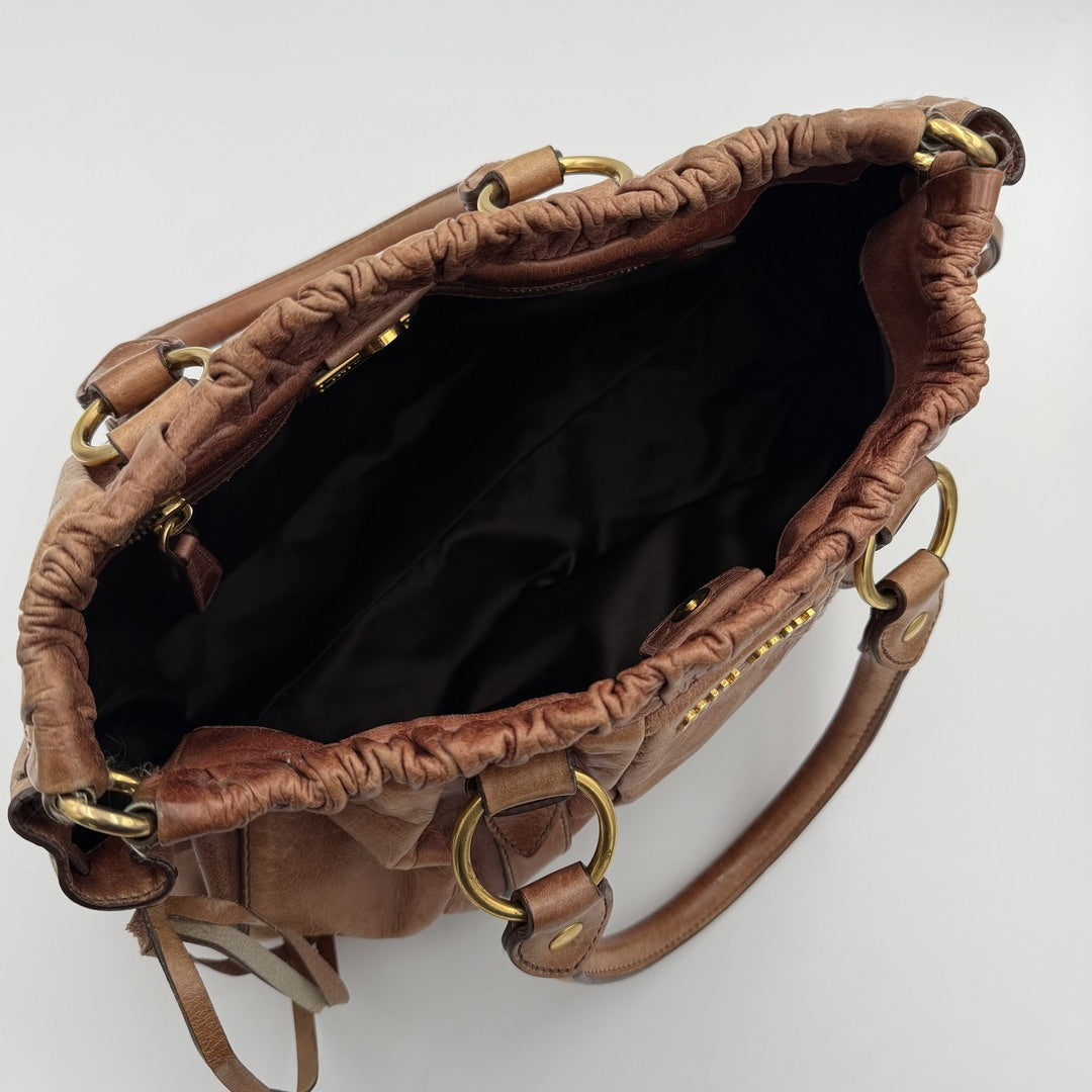 Miu Miu Vitello Leather Brown Handbag
