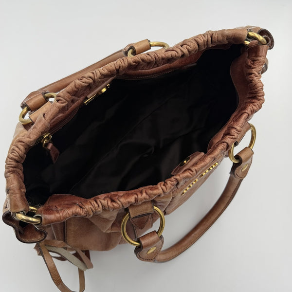 Miu Miu Vitello Leather Brown Handbag