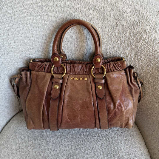 Miu Miu Vitello Leather Brown Handbag