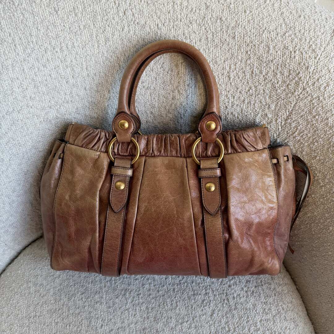 Miu Miu Vitello Leather Brown Handbag