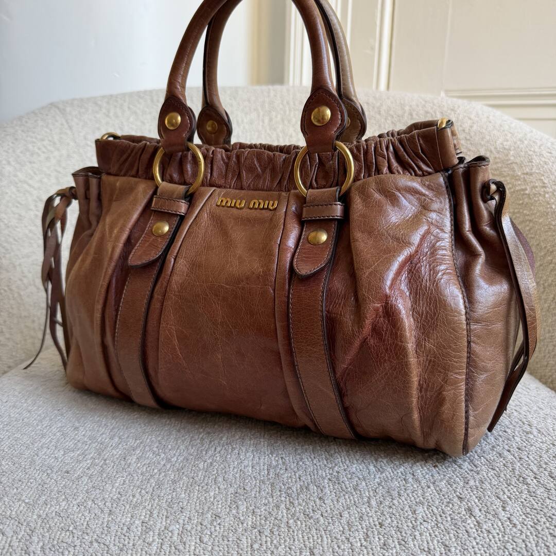 Miu Miu Vitello Leather Brown Handbag