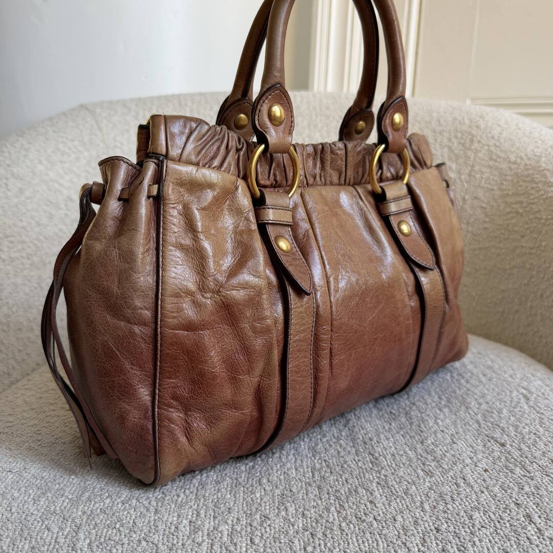 Miu Miu Vitello Leather Brown Handbag
