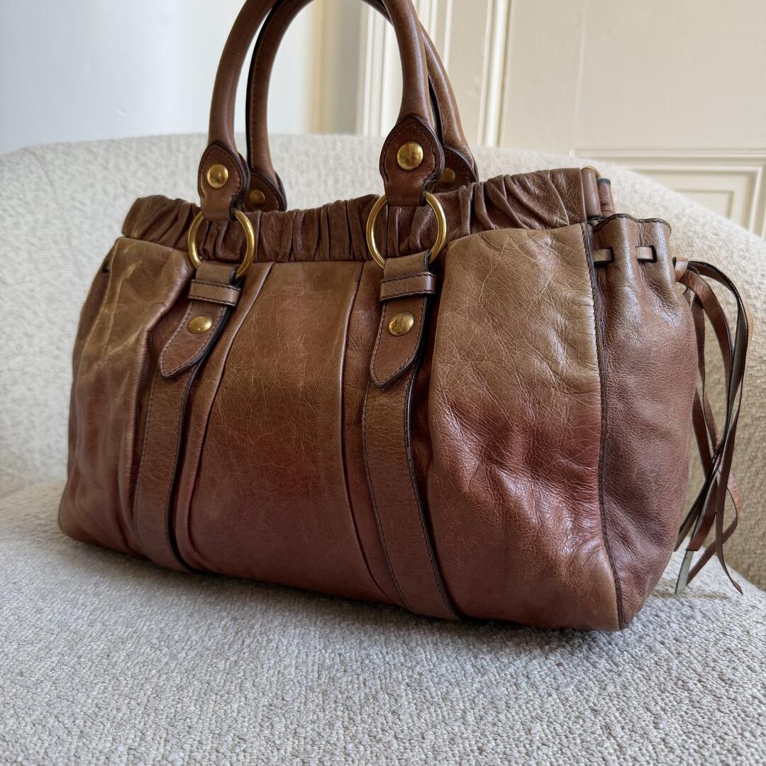 Miu Miu Vitello Leather Brown Handbag