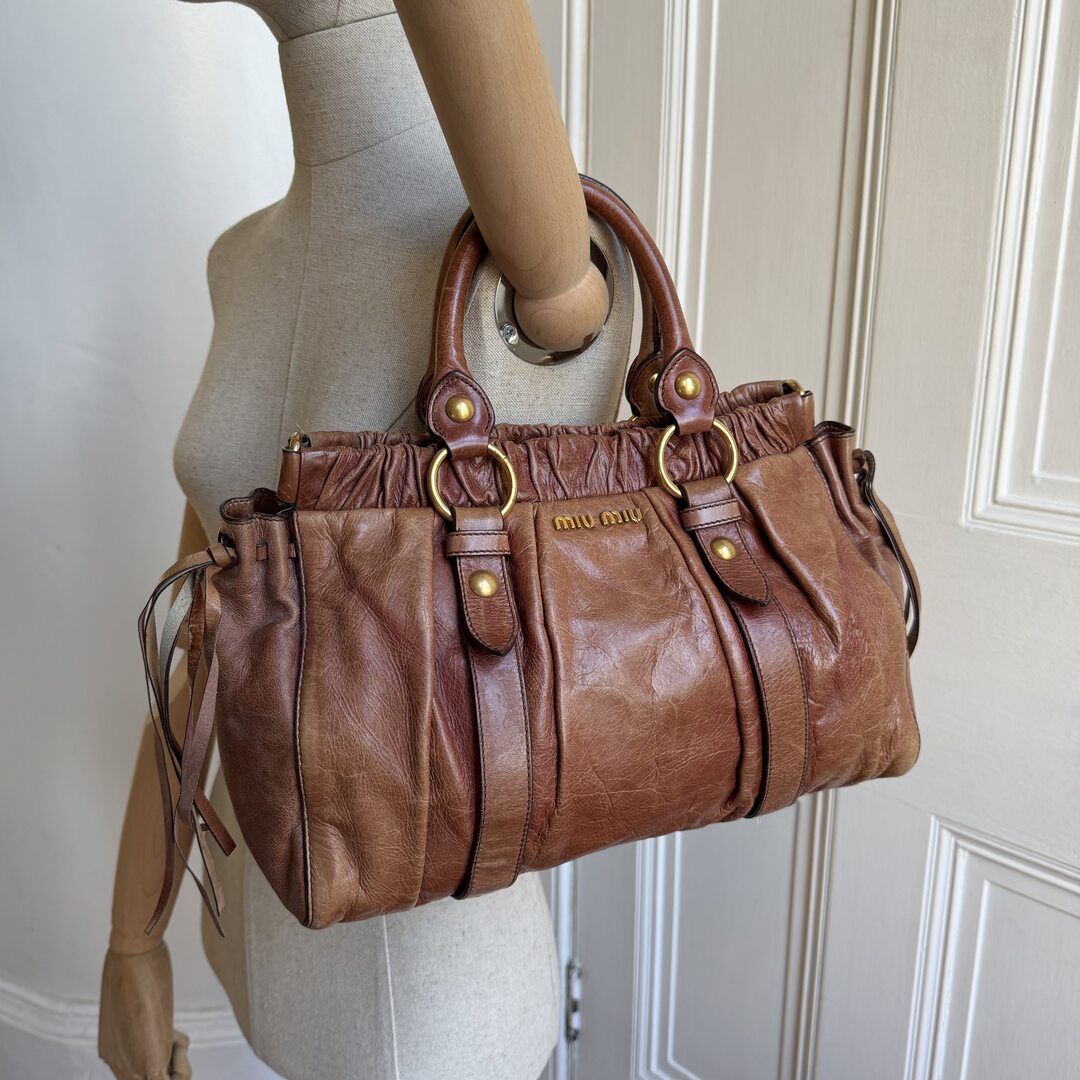 Miu Miu Vitello Leather Brown Handbag