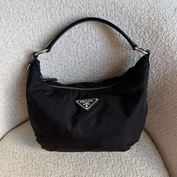 Prada Tessuto Hobo Nylon Black Shoulder Bag