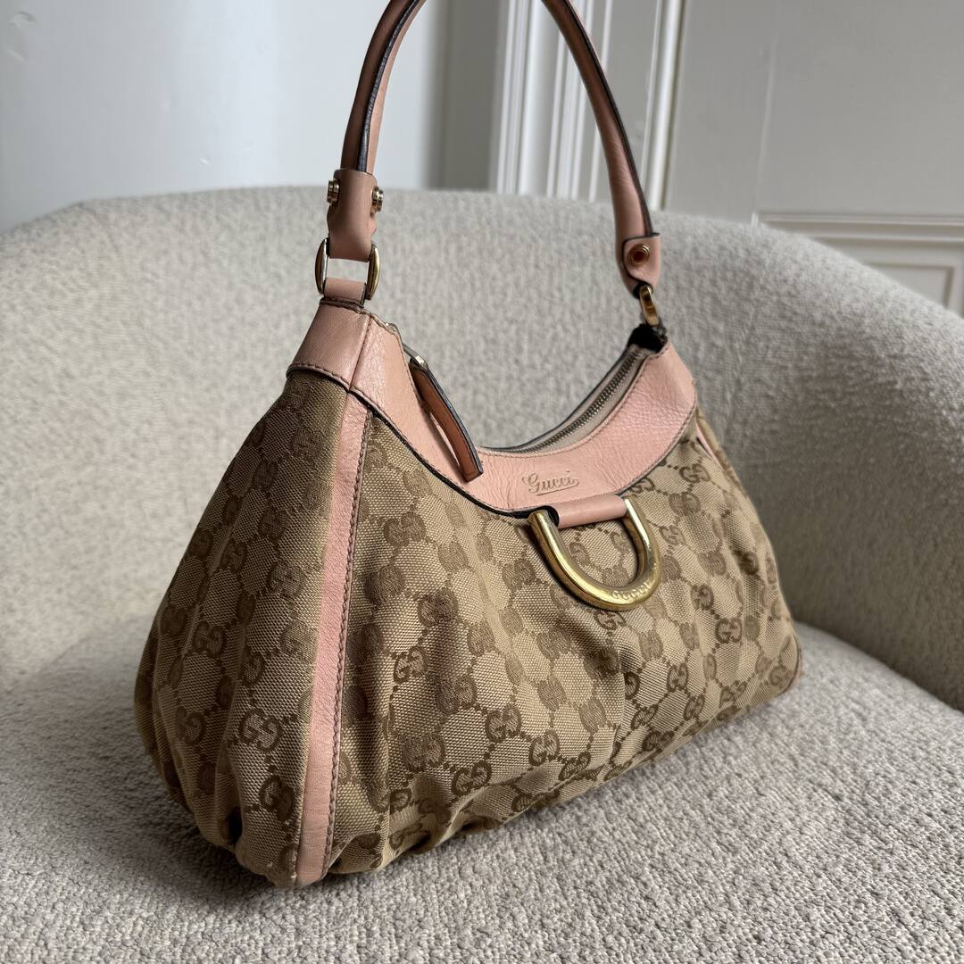 Gucci GG Canvas Abbey Pink Shoulder Bag