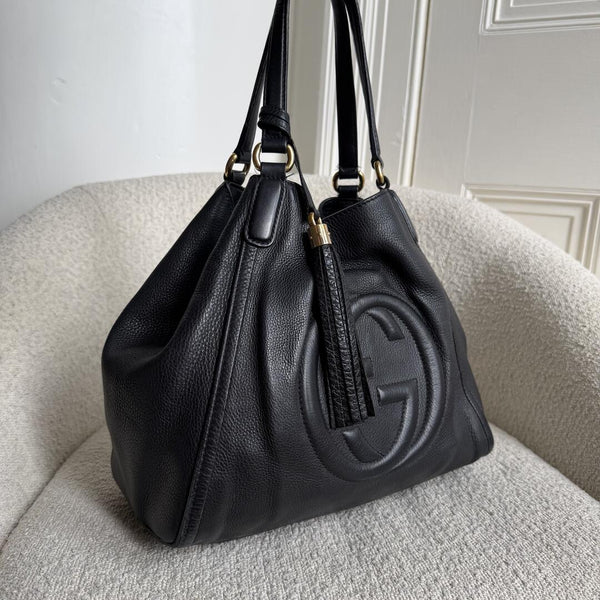 Gucci Soho Leather Black Tote Bag