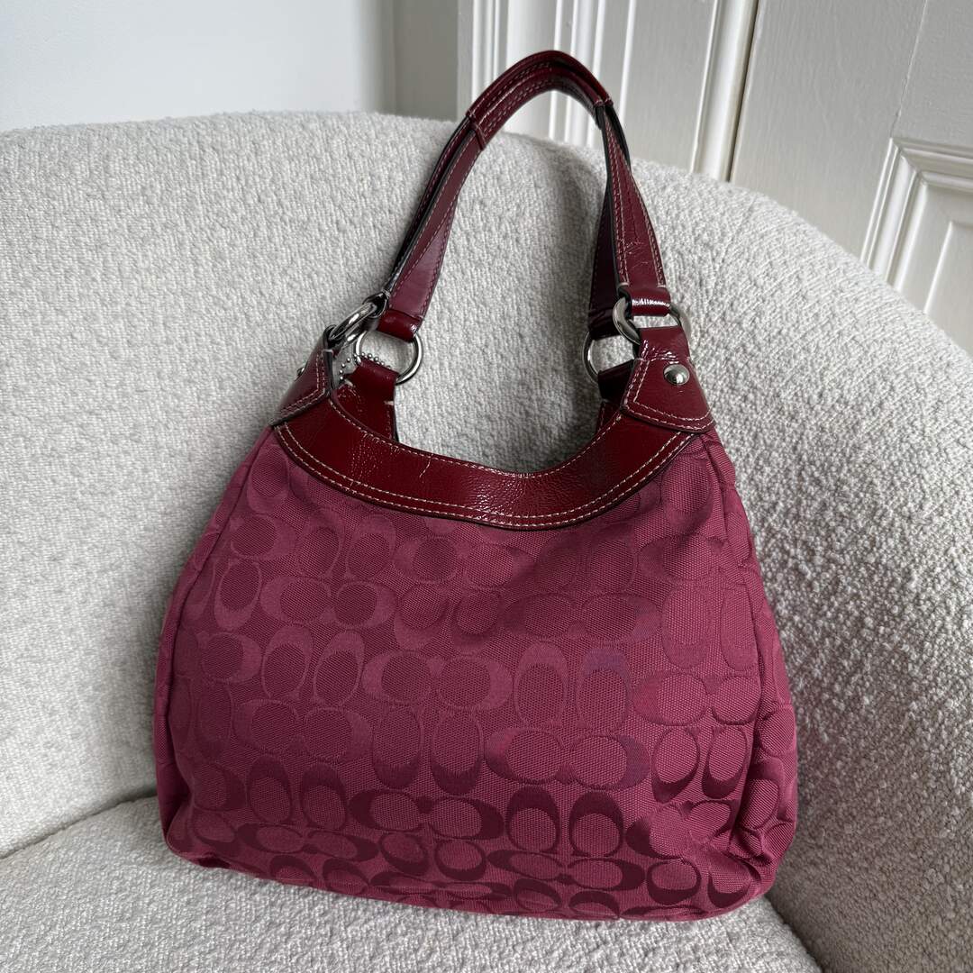 Coach Signature Hobo Red Shoulder Bag