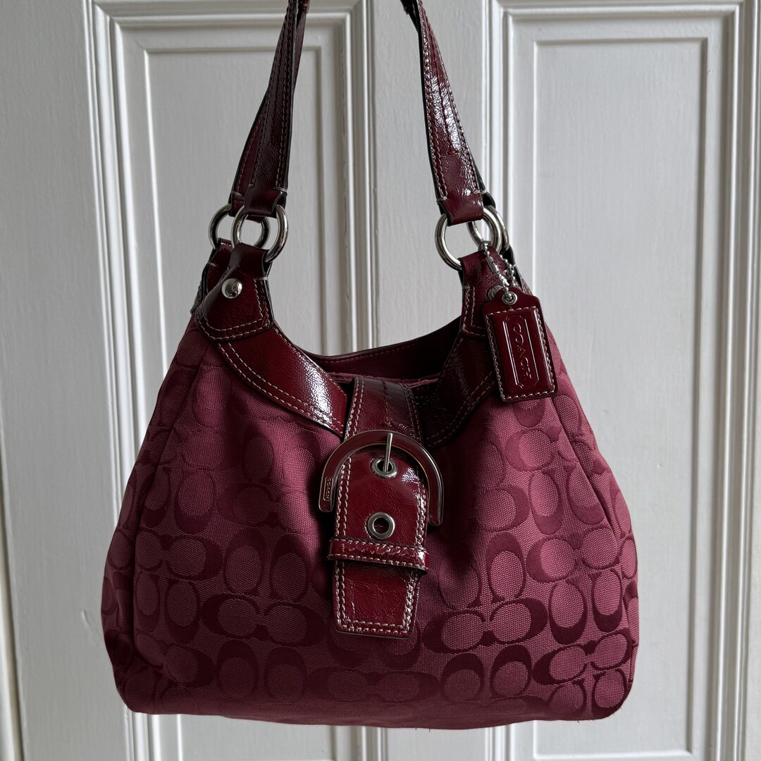 Coach Signature Hobo Red Shoulder Bag