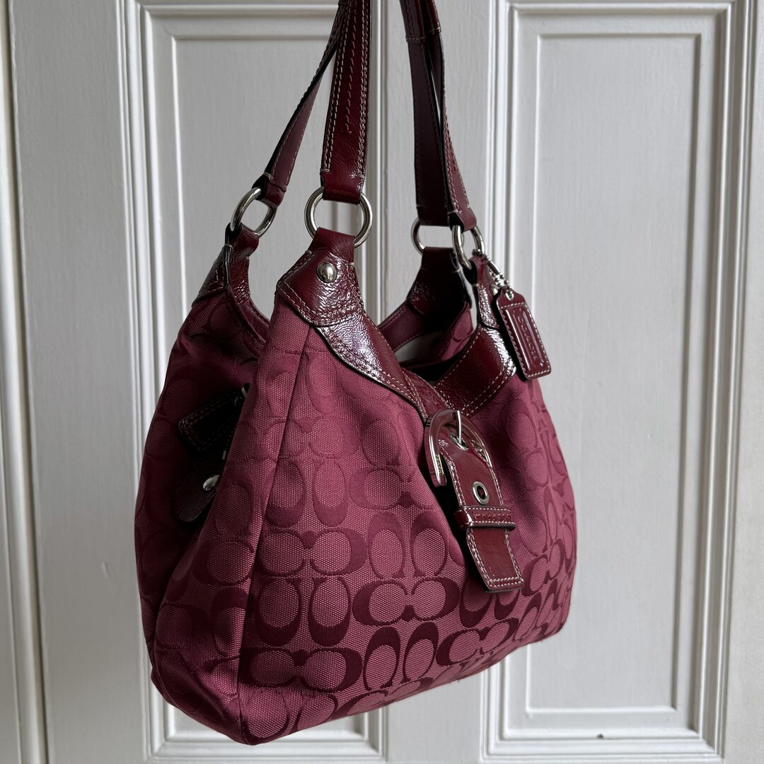 Coach Signature Hobo Red Shoulder Bag