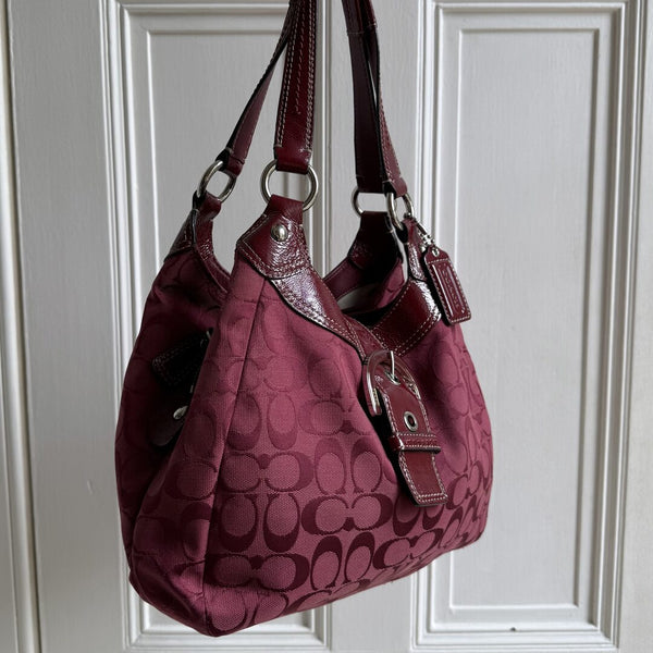 Coach Signature Hobo Red Shoulder Bag