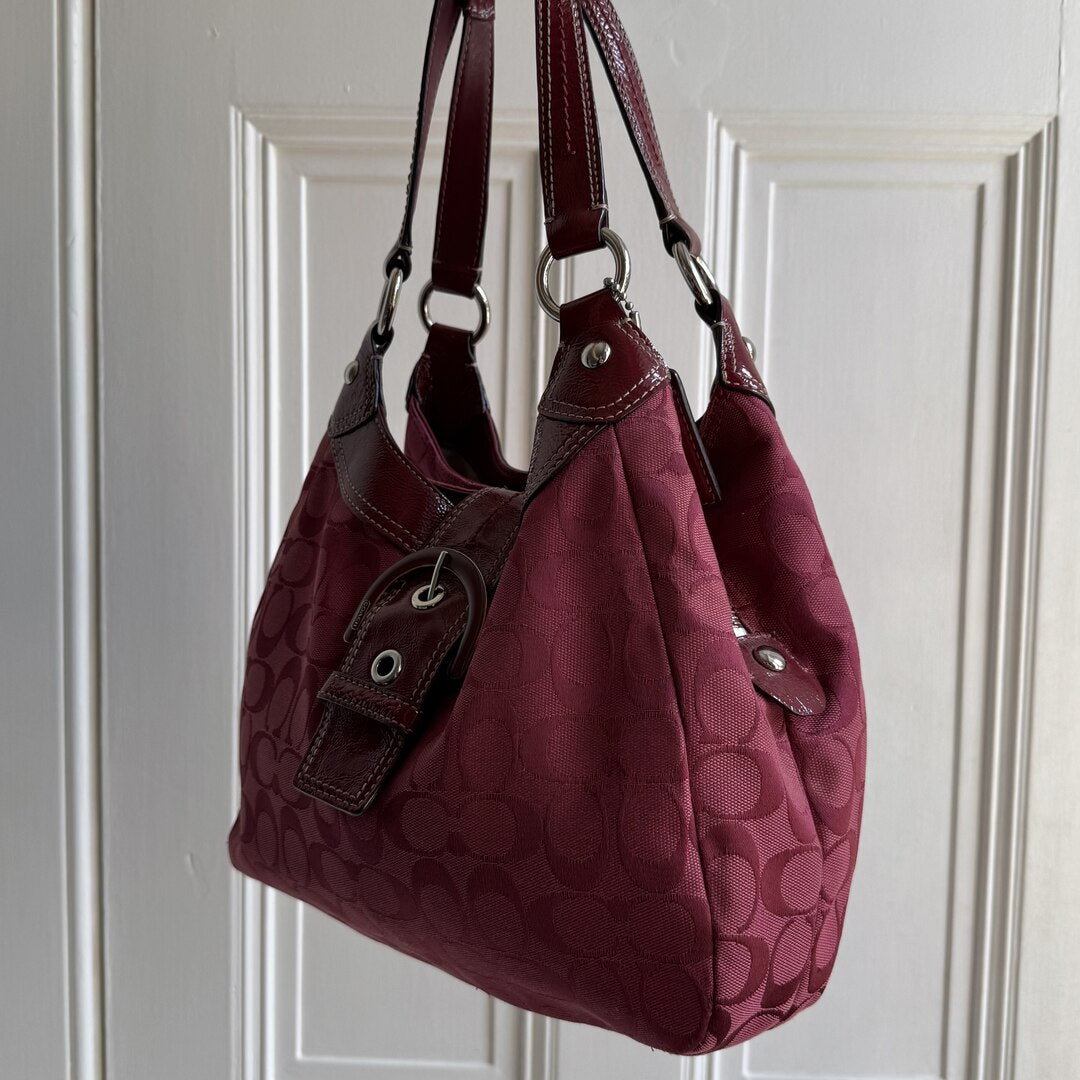 Coach Signature Hobo Red Shoulder Bag
