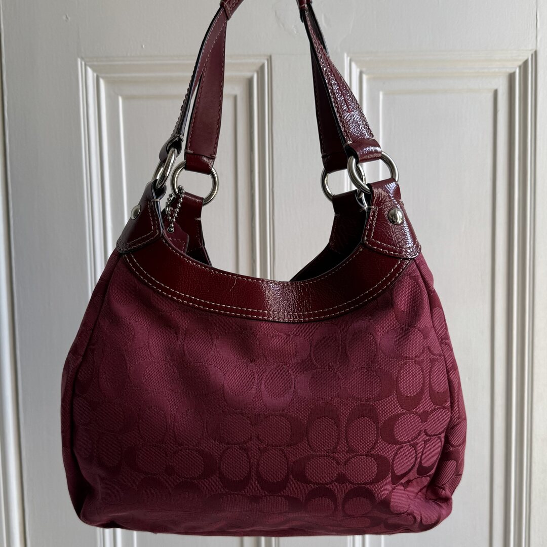 Coach Signature Hobo Red Shoulder Bag