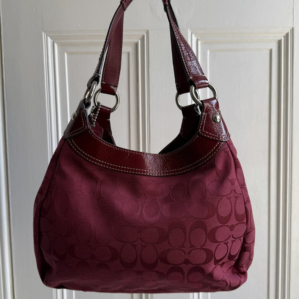 Coach Signature Hobo Red Shoulder Bag