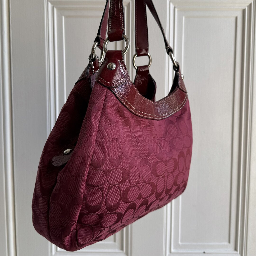 Coach Signature Hobo Red Shoulder Bag
