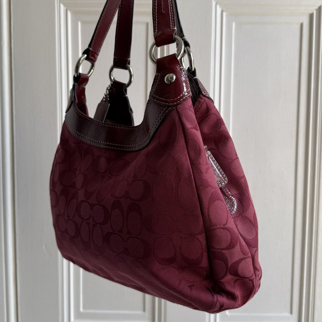Coach Signature Hobo Red Shoulder Bag