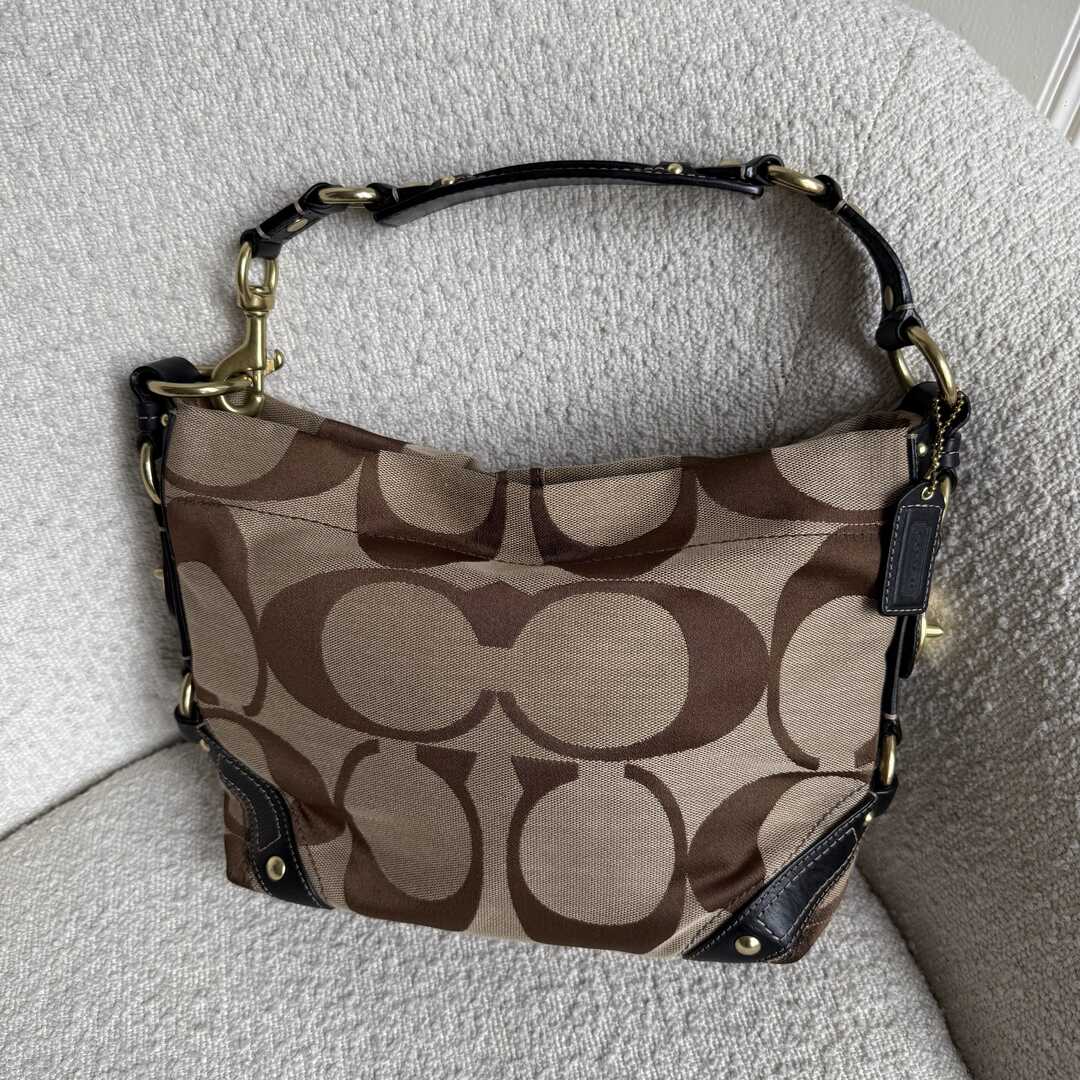 Coach Signature Studded Black Shoulder Bag