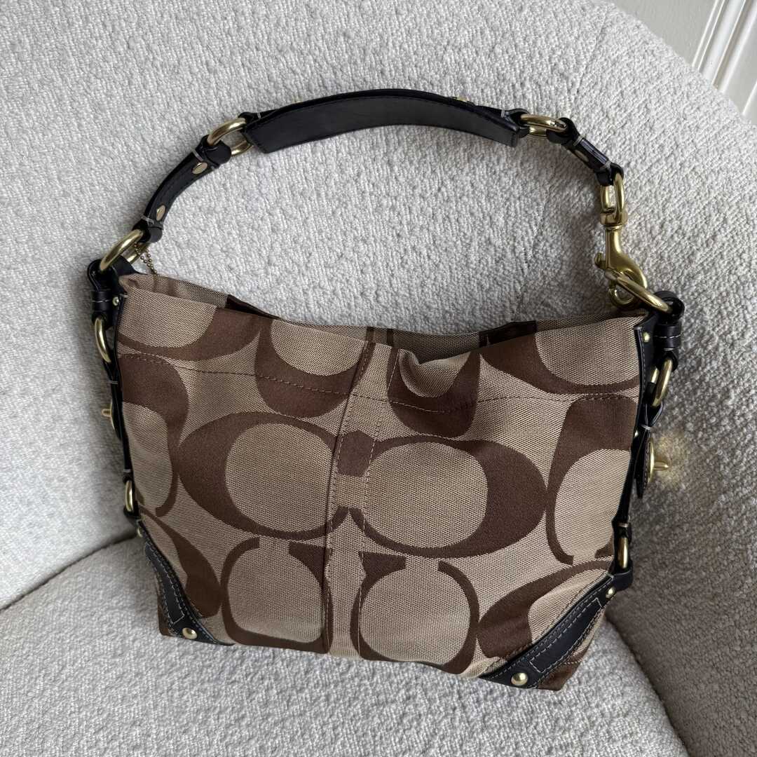 Coach Signature Studded Black Shoulder Bag