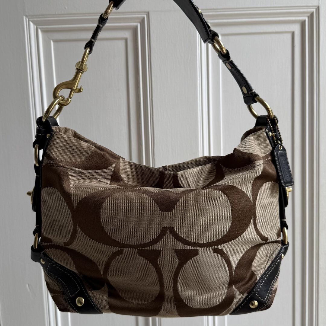 Coach Signature Studded Black Shoulder Bag