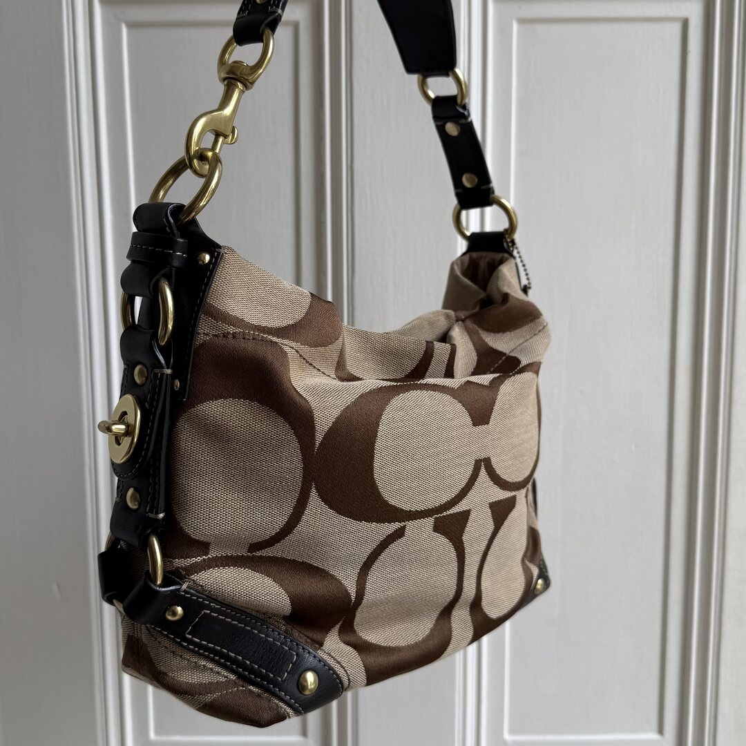 Coach Signature Studded Black Shoulder Bag