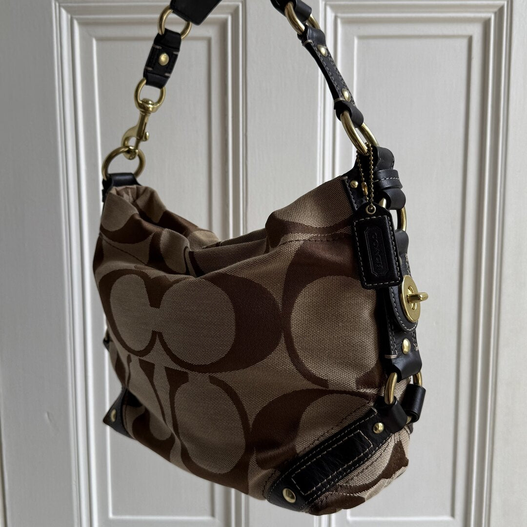 Coach Signature Studded Black Shoulder Bag