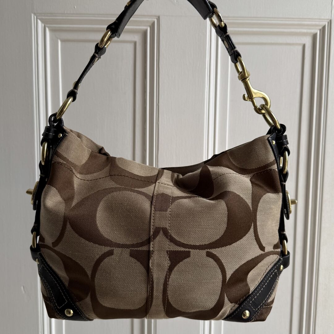 Coach Signature Studded Black Shoulder Bag