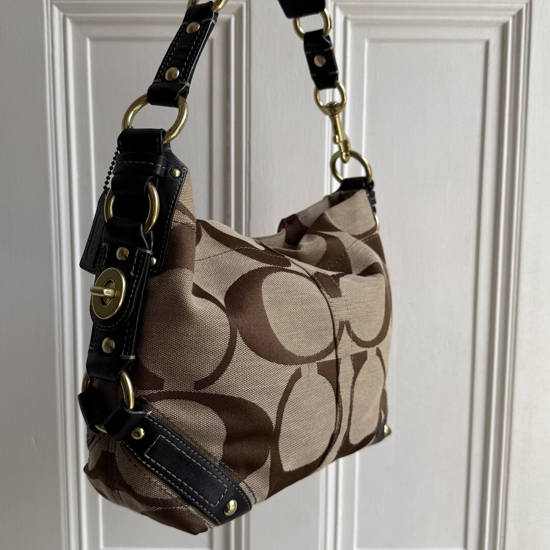Coach Signature Studded Black Shoulder Bag