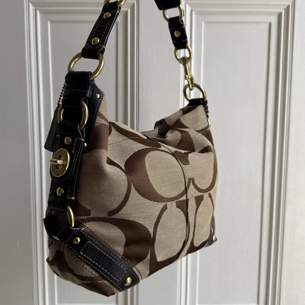 Coach Signature Studded Black Shoulder Bag