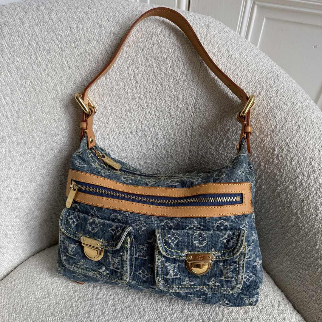 2006 Louis Vuitton Blue Denim Baggy PM Shoulder Bag