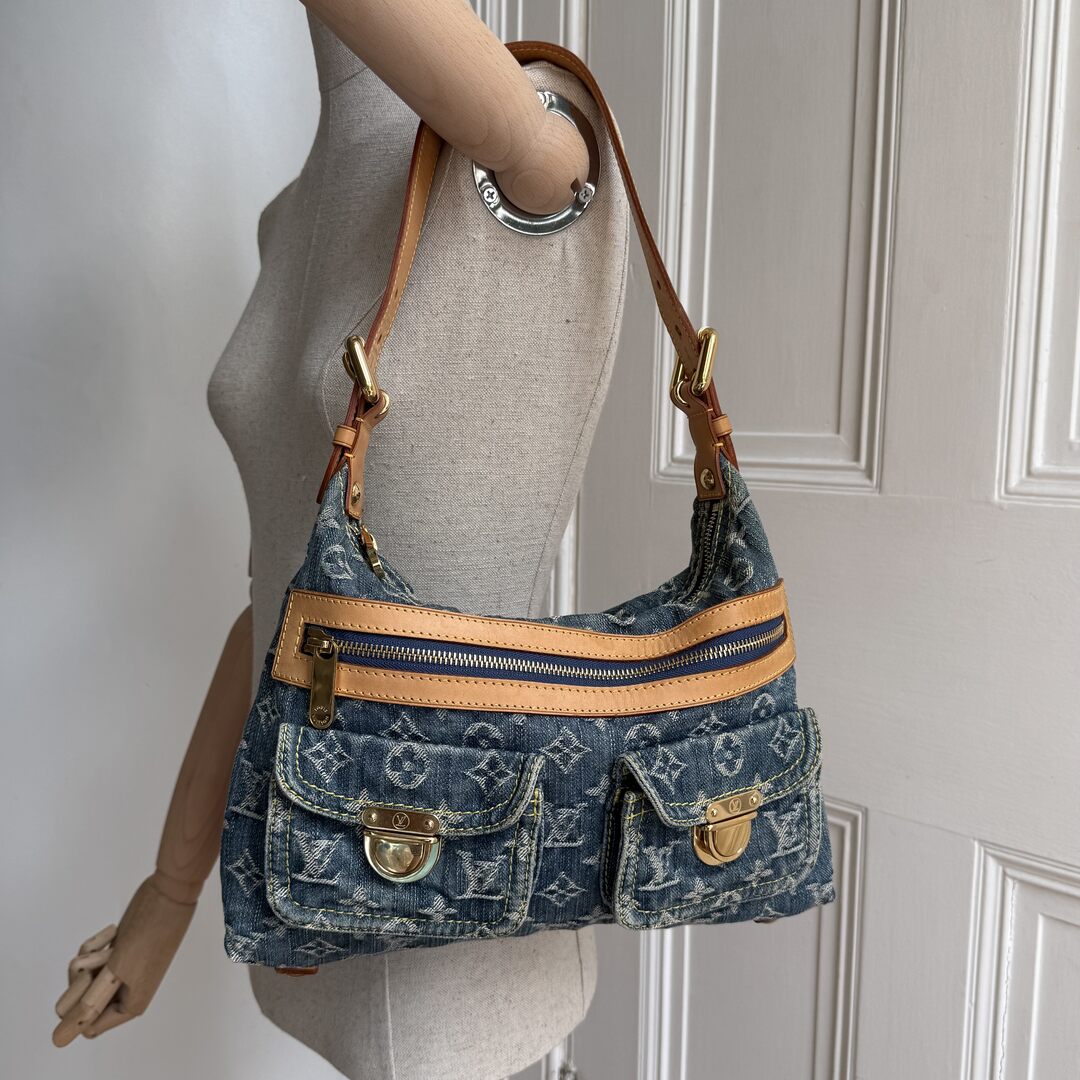 2006 Louis Vuitton Blue Denim Baggy PM Shoulder Bag