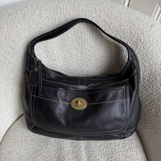 Coach Hobo XL Leather Black Shoulder Bag