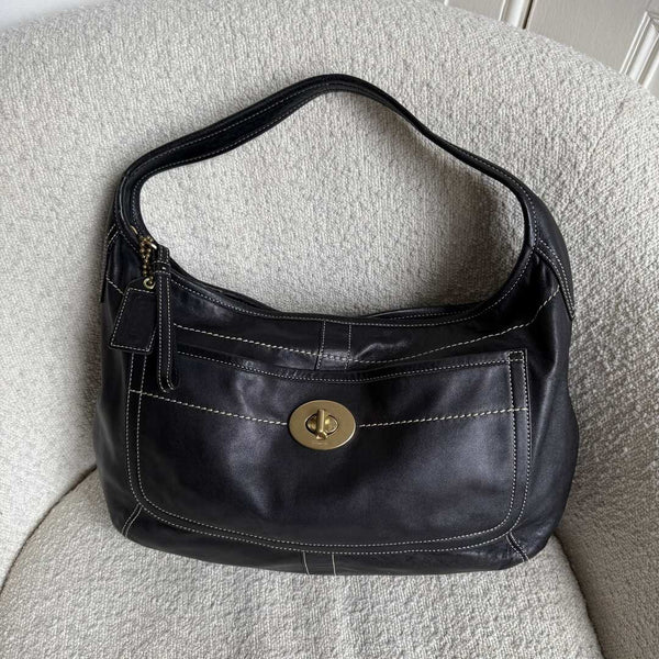 Coach Hobo XL Leather Black Shoulder Bag