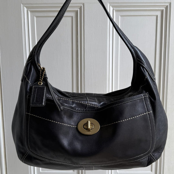 Coach Hobo XL Leather Black Shoulder Bag