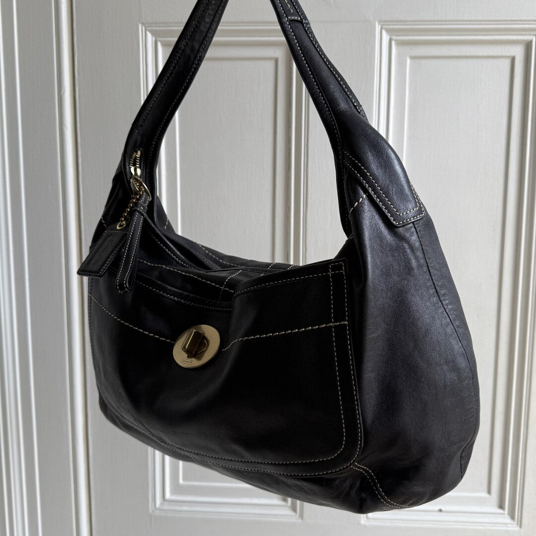 Coach Hobo XL Leather Black Shoulder Bag